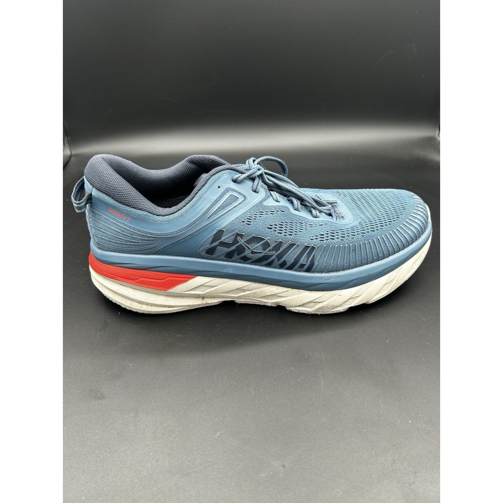 Hoka One One Bondi 7 Mens Wide Running Shoes Blue Athletic Sneakers Size 10.5